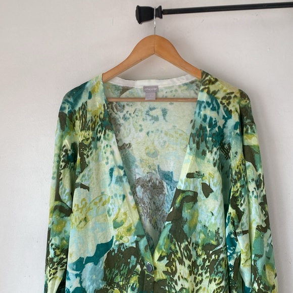 Chico’s 4 (XXL) Foliage-Print Duster Cardigan - Picture 5 of 14